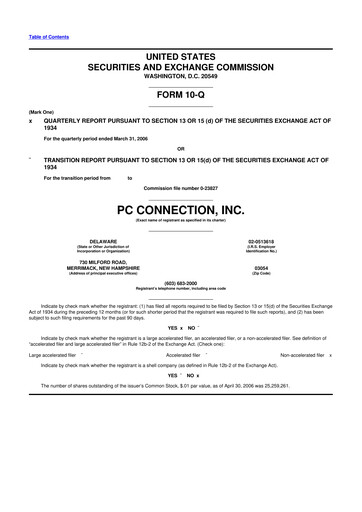 Miniature PC Connection
 10-Q Rapport trimestriel  