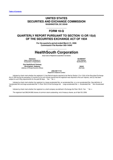 Thumbnail Encompass Health
 10-Q Quarterly Report FY 