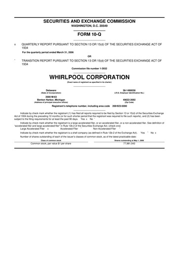 Thumbnail Whirlpool 10-Q Quarterly Report FY 