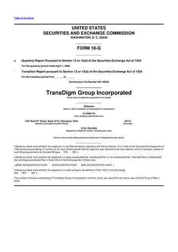 Thumbnail TransDigm Group 10-Q Quarterly Report FY 