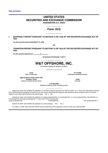 Thumbnail W&T Offshore 10-Q Quarterly Report FY 
