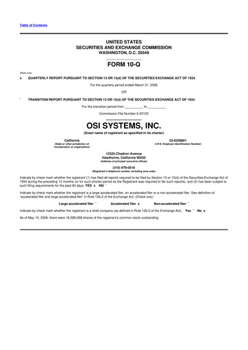 Thumbnail OSI Systems
 10-Q Quarterly Report FY 