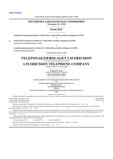 Vorschaubild Ericsson 20-F Jahresbericht 