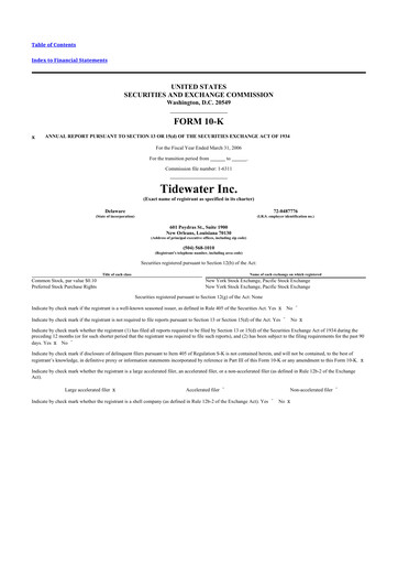 Miniature Tidewater 10-K Rapport annuel 