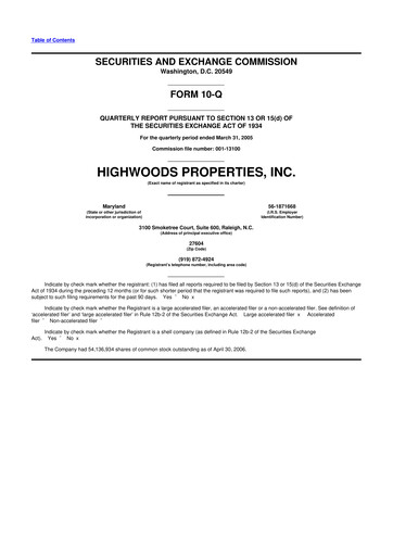 Thumbnail Highwoods Properties
 10-Q Quarterly Report FY 