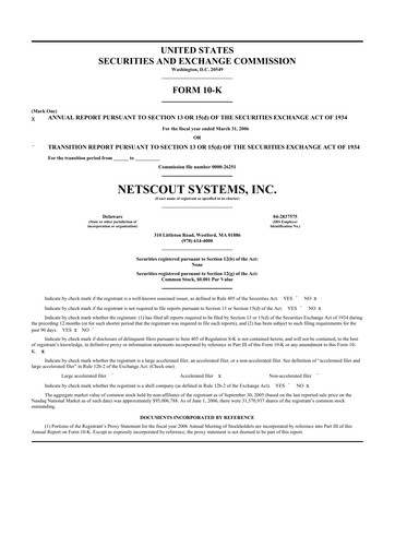 Thumbnail NETSCOUT 10-K Annual Report 