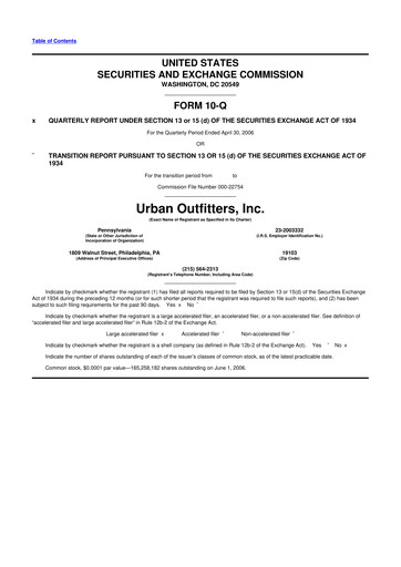 Thumbnail Urban Outfitters
 10-Q Quarterly Report FY 
