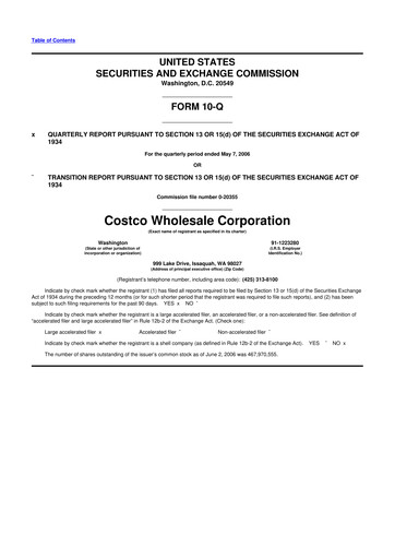 Miniature Costco 10-Q Rapport trimestriel  