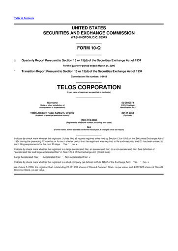 Thumbnail Telos 10-Q Quarterly Report FY 