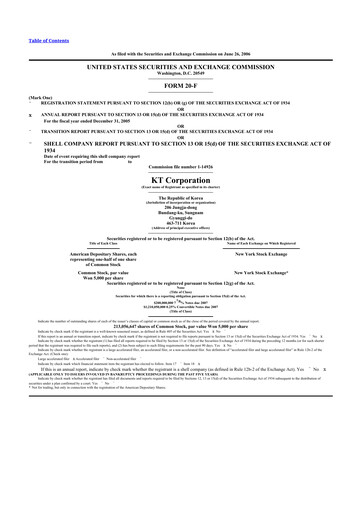 Thumbnail KT Corporation 20-F Annual Report 