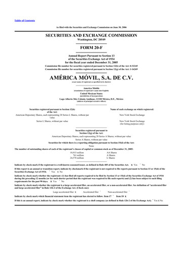 Thumbnail America Movil 20-F Annual Report 