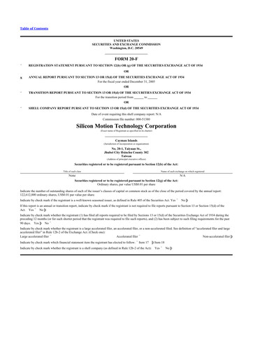 Thumbnail Silicon Motion
 20-F Annual Report 