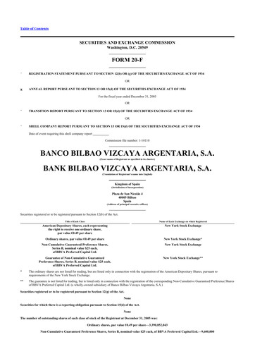 Thumbnail Banco Bilbao Vizcaya Argentaria 20-F Annual Report 