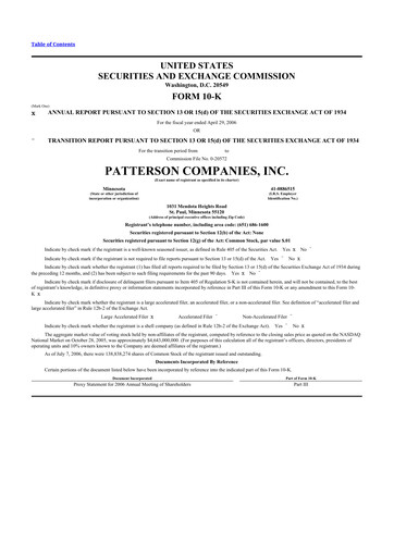 Thumbnail Patterson Companies
 10-K Annual Report 