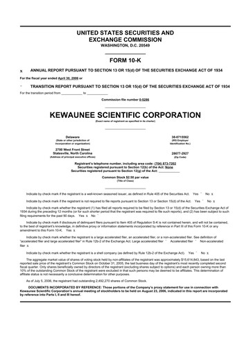 Thumbnail Kewaunee Scientific Corporation 10-K Annual Report 