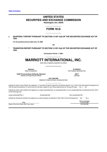 Vorschaubild Marriott International 10-Q Quartalsbericht  