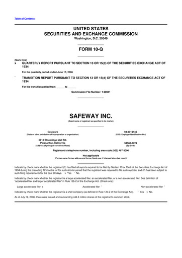 Thumbnail Safeway 10-Q Quarterly Report FY 