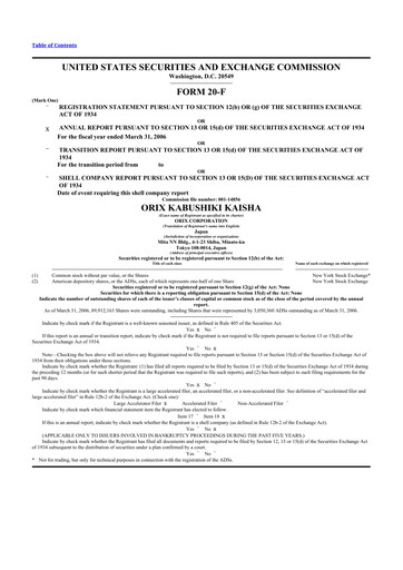 Thumbnail ORIX
 20-F Annual Report 