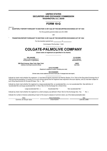 Thumbnail Colgate-Palmolive 10-Q Quarterly Report FY 