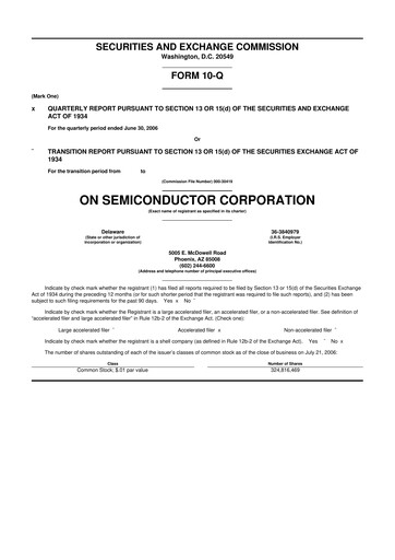 Thumbnail ON Semiconductor 10-Q Quarterly Report FY 