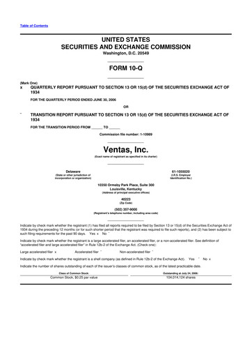 Miniature Ventas 10-Q Rapport trimestriel  