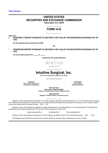 Thumbnail Intuitive Surgical 10-Q Quarterly Report FY 