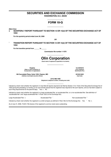 Thumbnail Olin Corporation 10-Q Quarterly Report FY 
