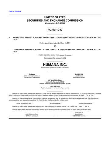 Vorschaubild Humana 10-Q Quartalsbericht  