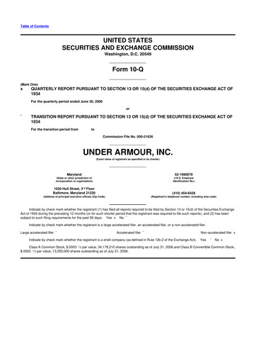Vorschaubild Under Armour
 10-Q Quartalsbericht  
