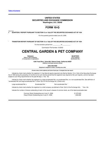 Miniature Central Garden & Pet 10-Q Rapport trimestriel  