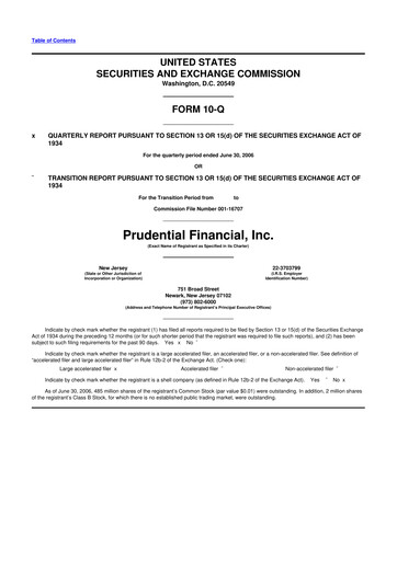 Thumbnail Prudential Financial 10-Q Quarterly Report FY 