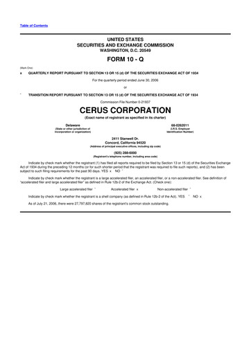 Thumbnail Cerus Corporation 10-Q Quarterly Report FY 