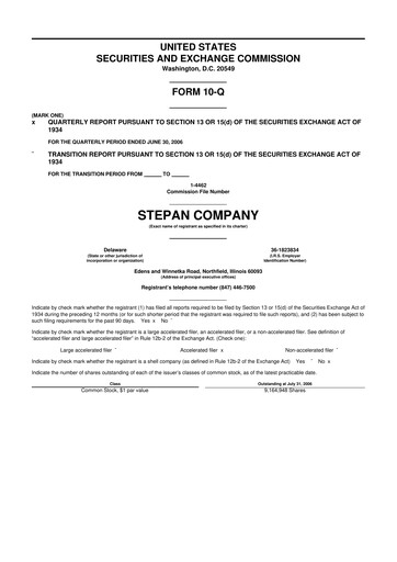 Thumbnail Stepan Company
 10-Q Quarterly Report FY 
