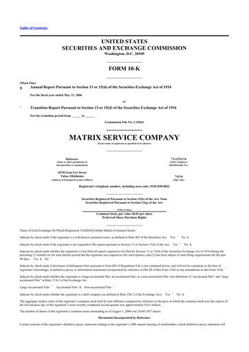 Thumbnail Matrix Service Company 10-K Annual Report 