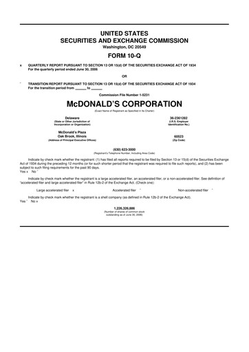 Thumbnail McDonald 10-Q Quarterly Report FY 