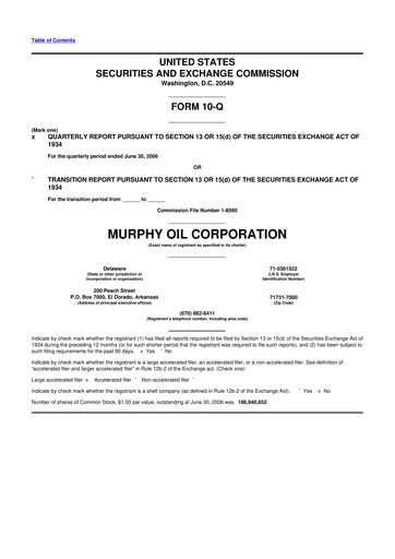 Thumbnail Murphy Oil
 10-Q Quarterly Report FY 