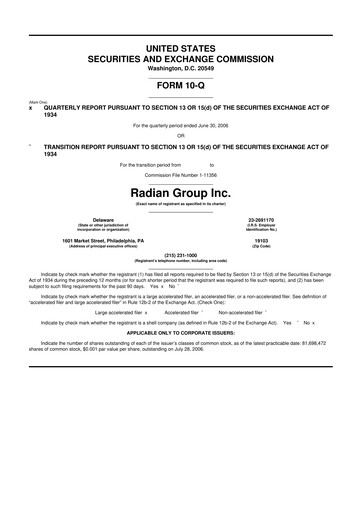 Thumbnail Radian Group
 10-Q Quarterly Report FY 