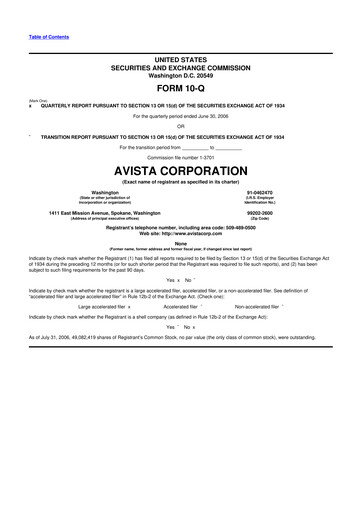 Thumbnail Avista
 10-Q Quarterly Report FY 