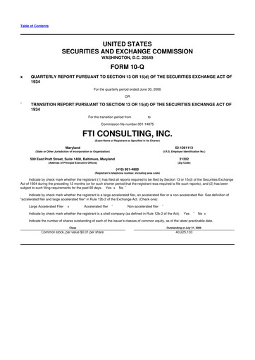 Thumbnail FTI Consulting 10-Q Quarterly Report FY 