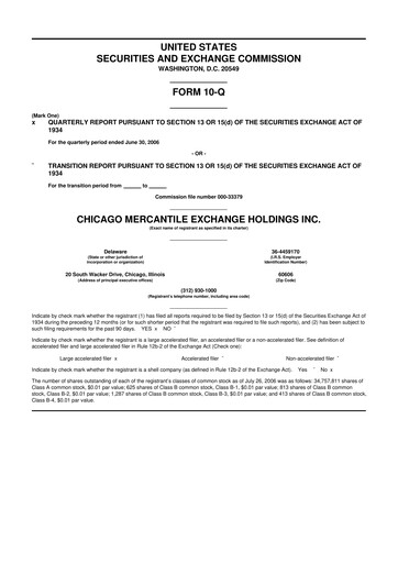Miniature CME Group 10-Q Rapport trimestriel  