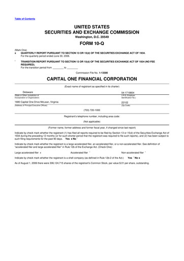 Thumbnail Capital One 10-Q Quarterly Report FY 