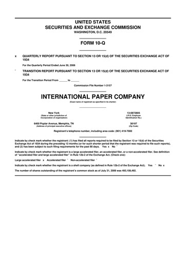 Vorschaubild International Paper
 10-Q Quartalsbericht  