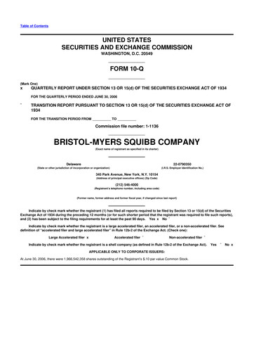 Thumbnail Bristol-Myers Squibb 10-Q Quarterly Report FY 