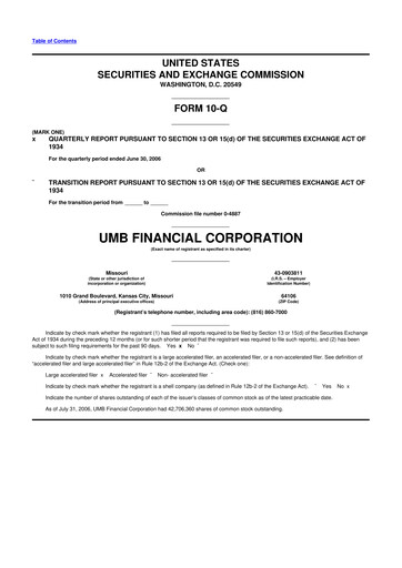 Thumbnail UMB Financial 10-Q Quarterly Report FY 