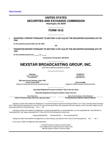 Thumbnail Nexstar Media Group
 10-Q Quarterly Report FY 