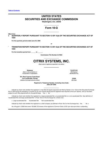 Miniature Citrix Systems 10-Q Rapport trimestriel  