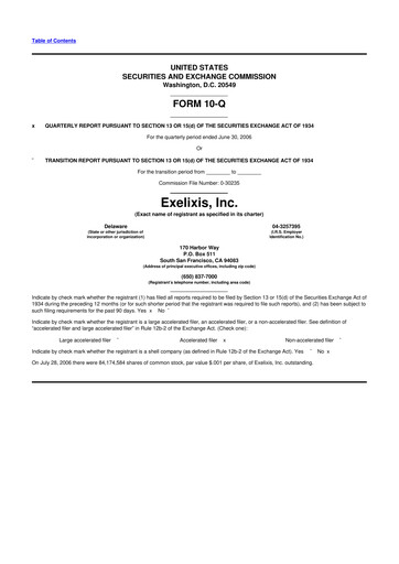 Thumbnail Exelixis 10-Q Quarterly Report FY 