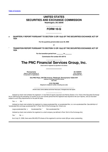 Thumbnail PNC Financial Services 10-Q Quarterly Report FY 