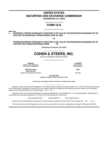 Thumbnail Cohen & Steers 10-Q Quarterly Report FY 