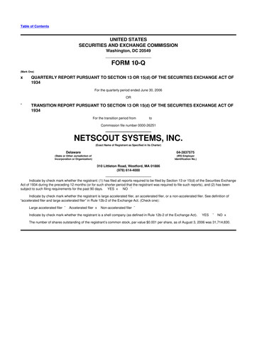 Thumbnail NETSCOUT 10-Q Quarterly Report FY 